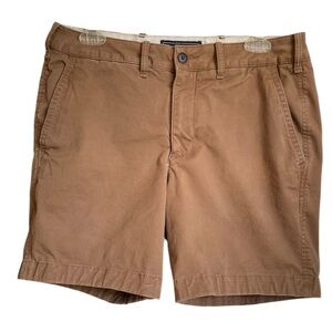 Abercrombie and Finch Tan Flat Front Khaki Shorts Sz 31 Modest Shorts